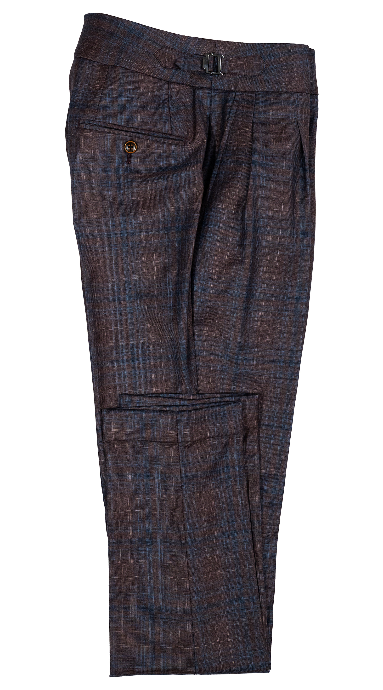 Mocha Blue Plaid Three-Piece Suit 
