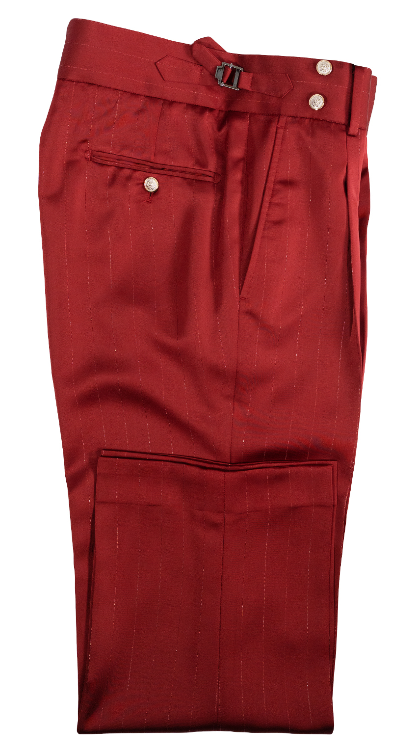 Crimson Pinstripe Single-Button Wrap Suit