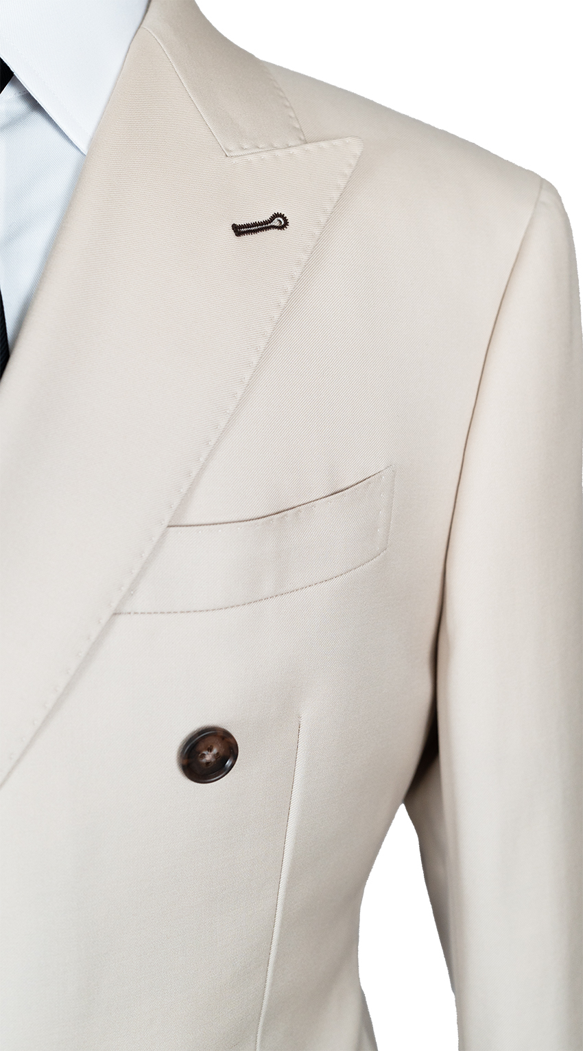 Ivory Double-Breasted Wool Suit