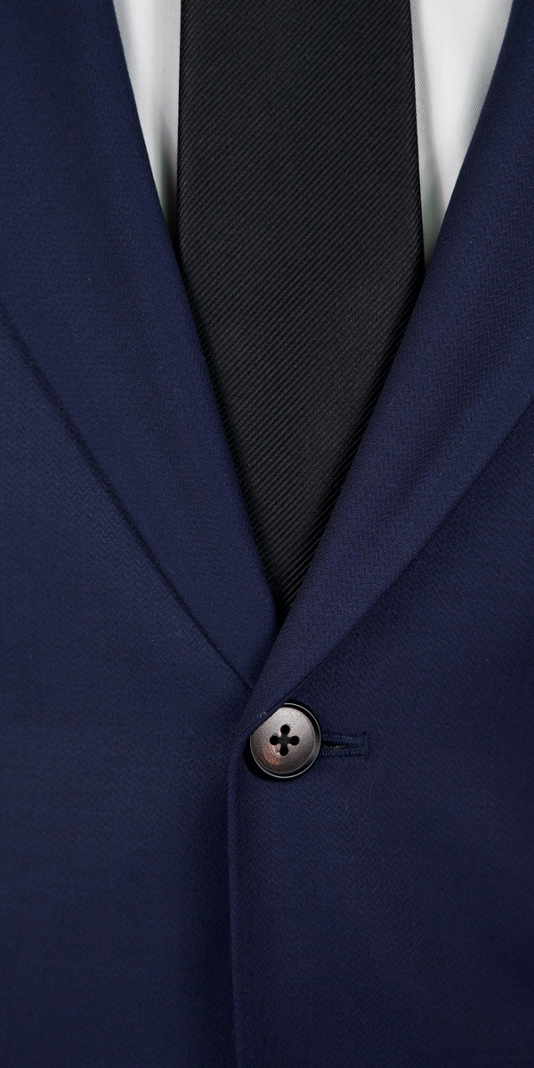 Blue Subtle Herringbone Wool Suit