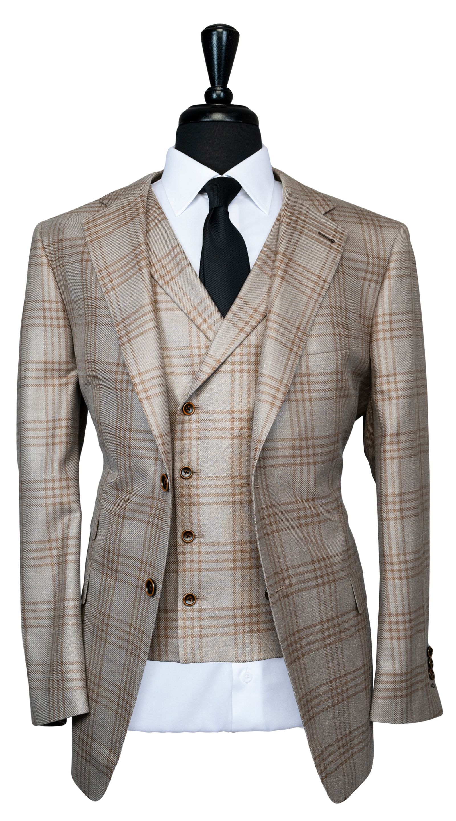 Sandstone Plaid Three-Piece Suit