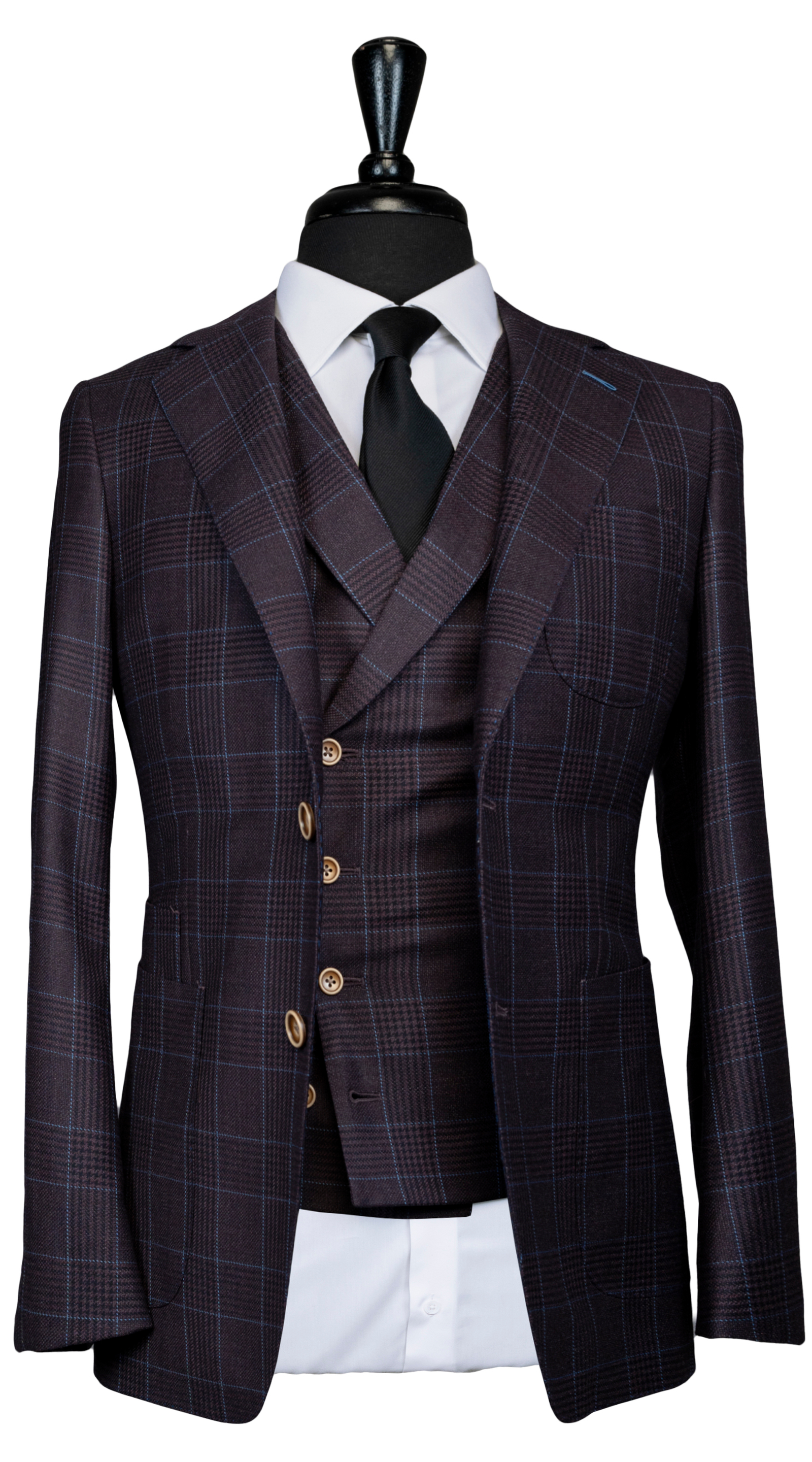 Purple Plaid Blue Overcheck Suit