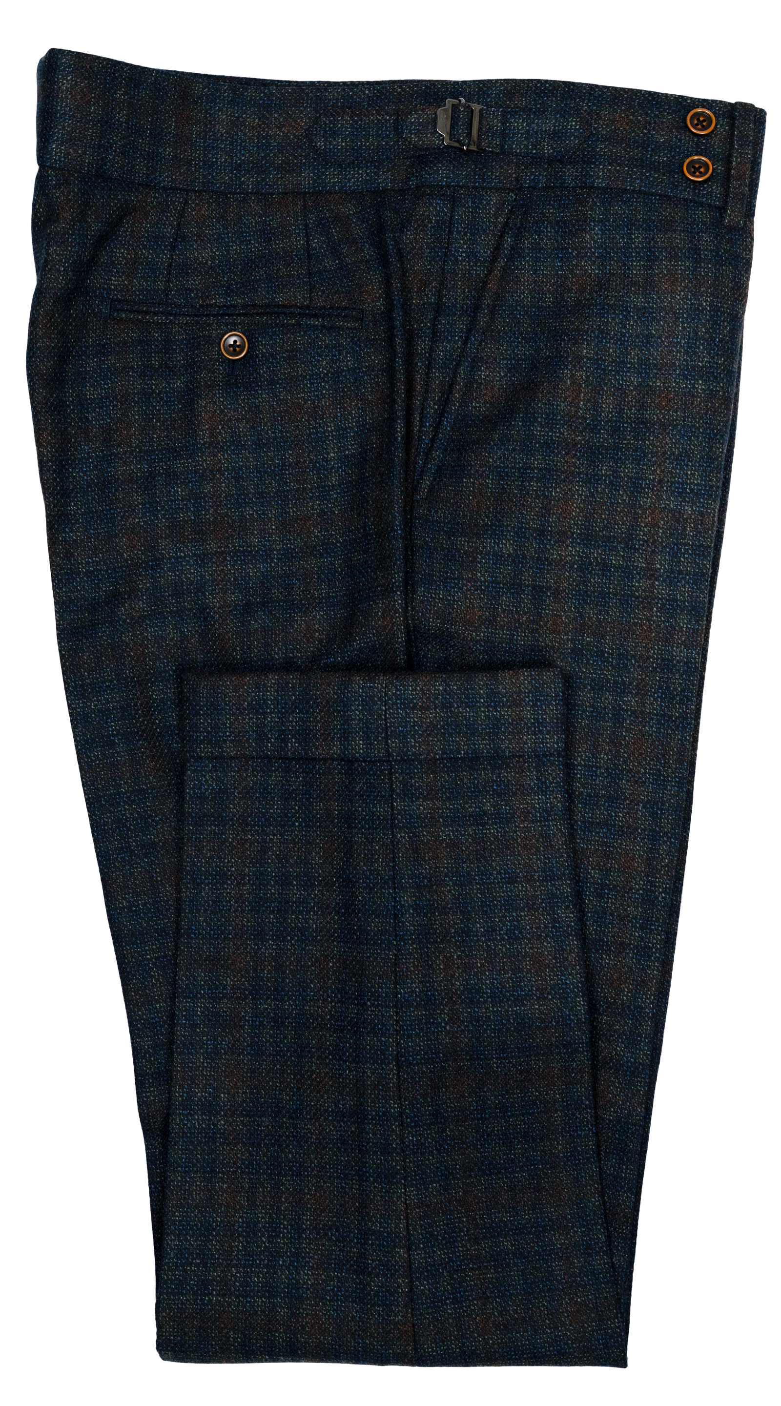 Complet Laine Carreaux Bleu Sarcelle Marron