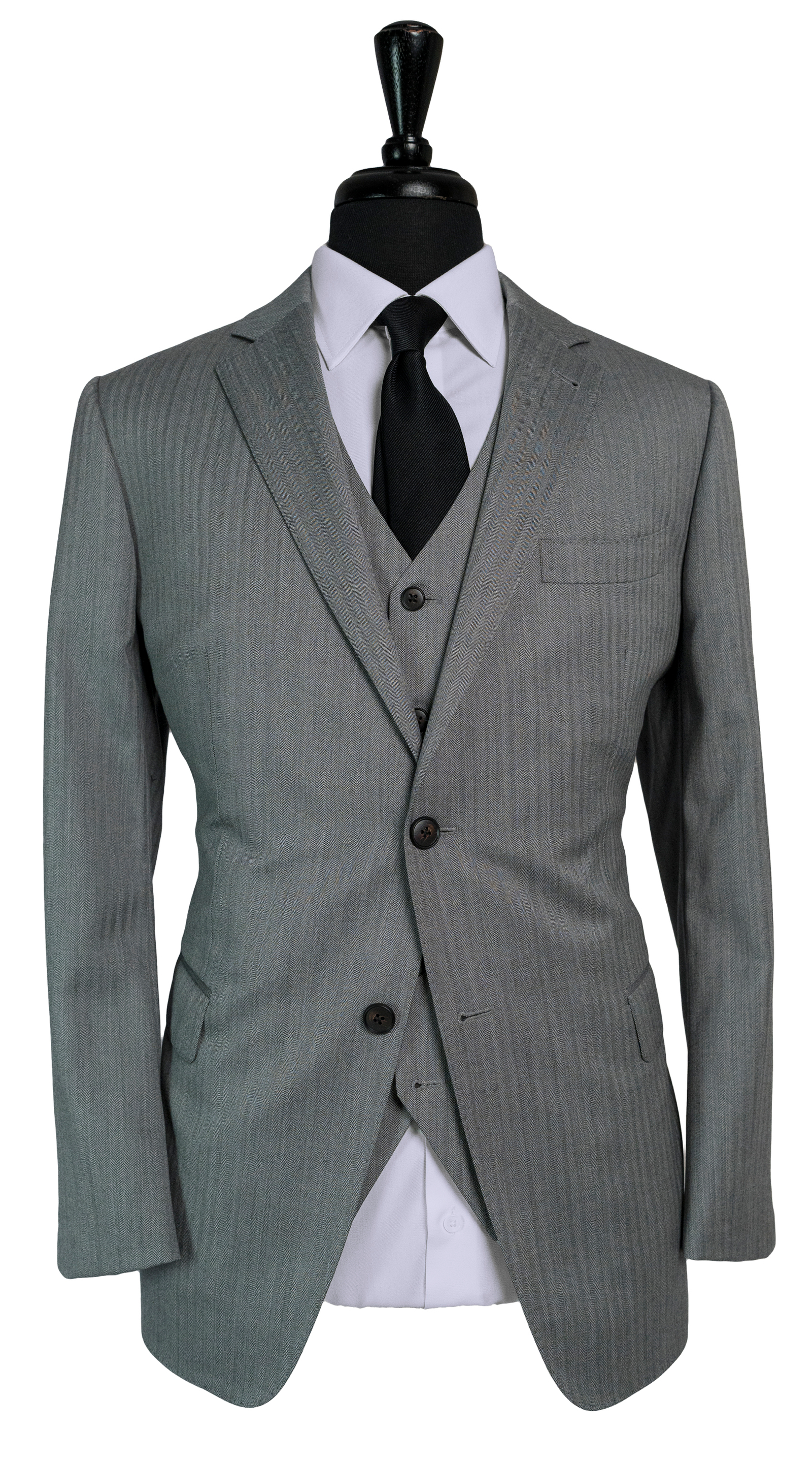 Silver Herringbone Three-Piece Suit