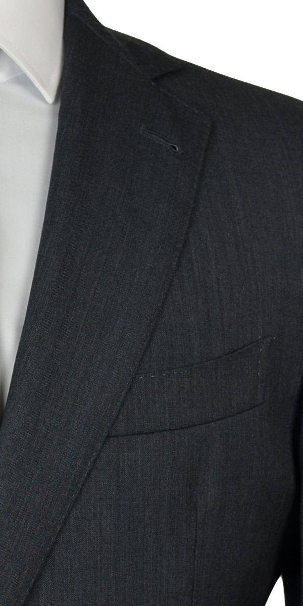 Charcoal Herringbone Wool Suit
