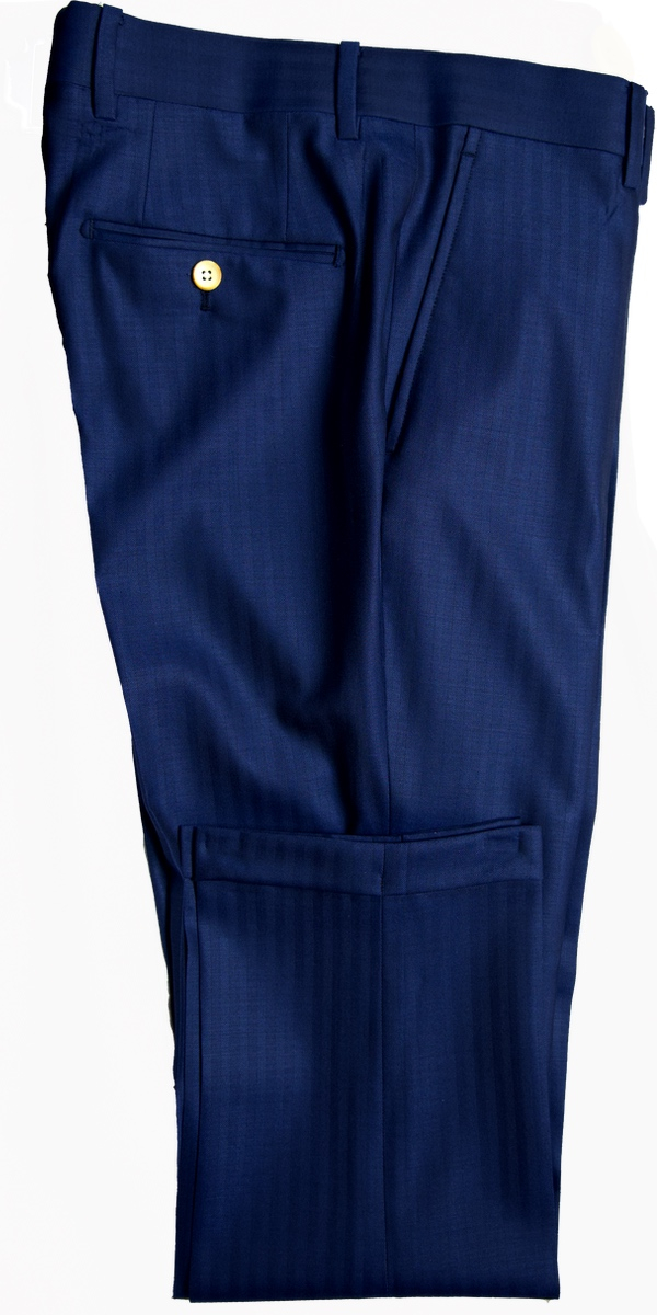 Blue Herringbone Wool Suit