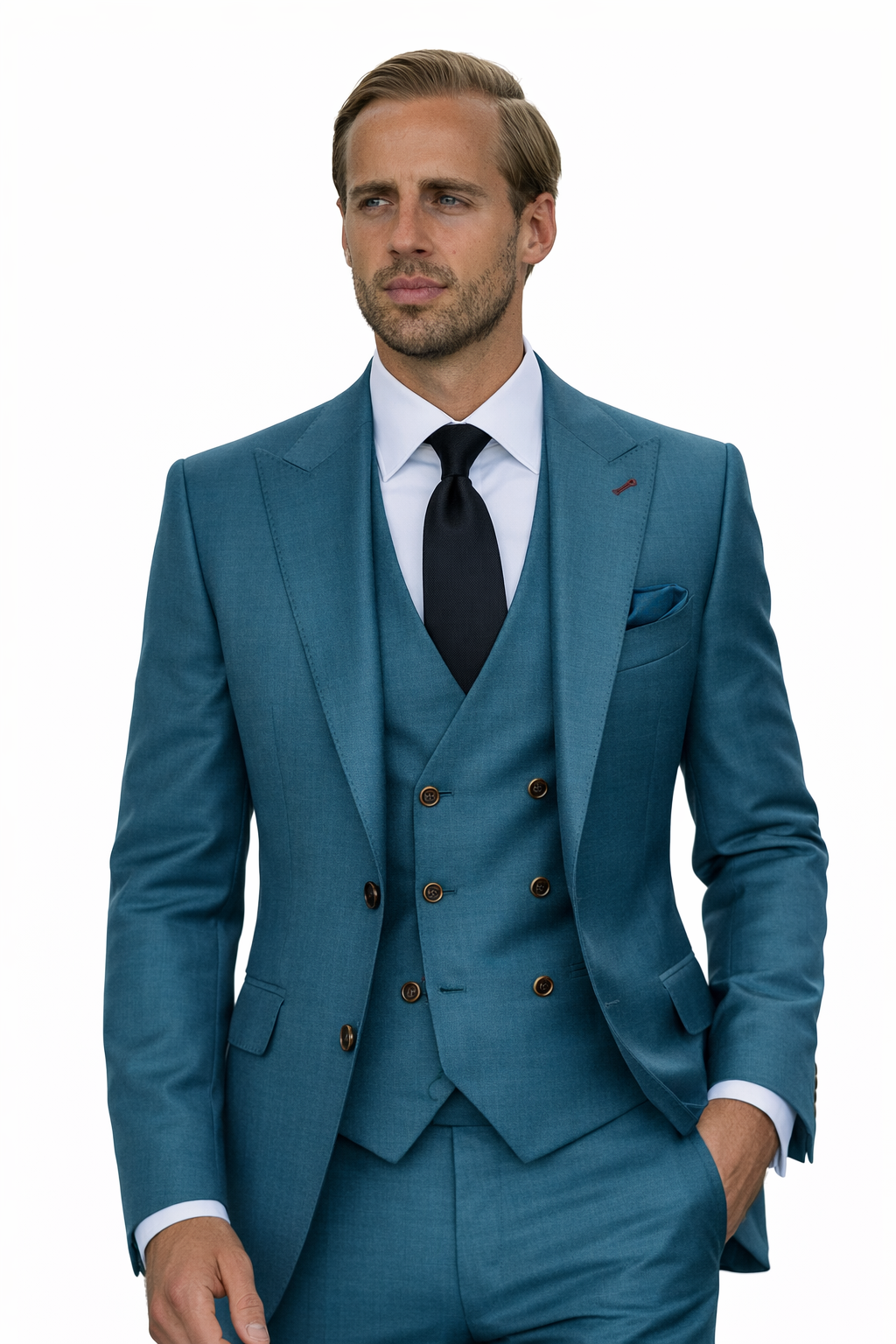 Peacock Blue Three-Piece Suit