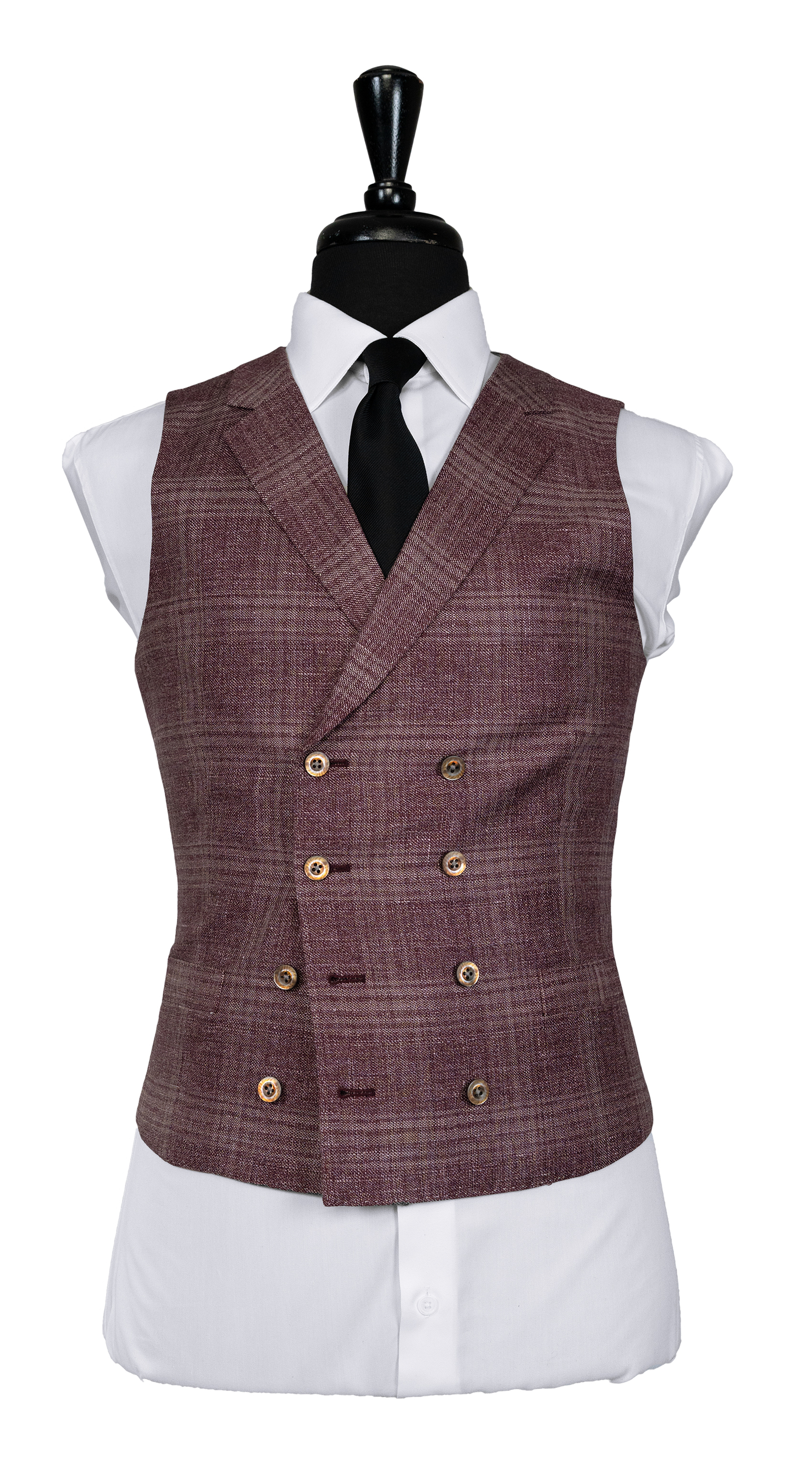 Plum Glen Check Double-Breasted Suit