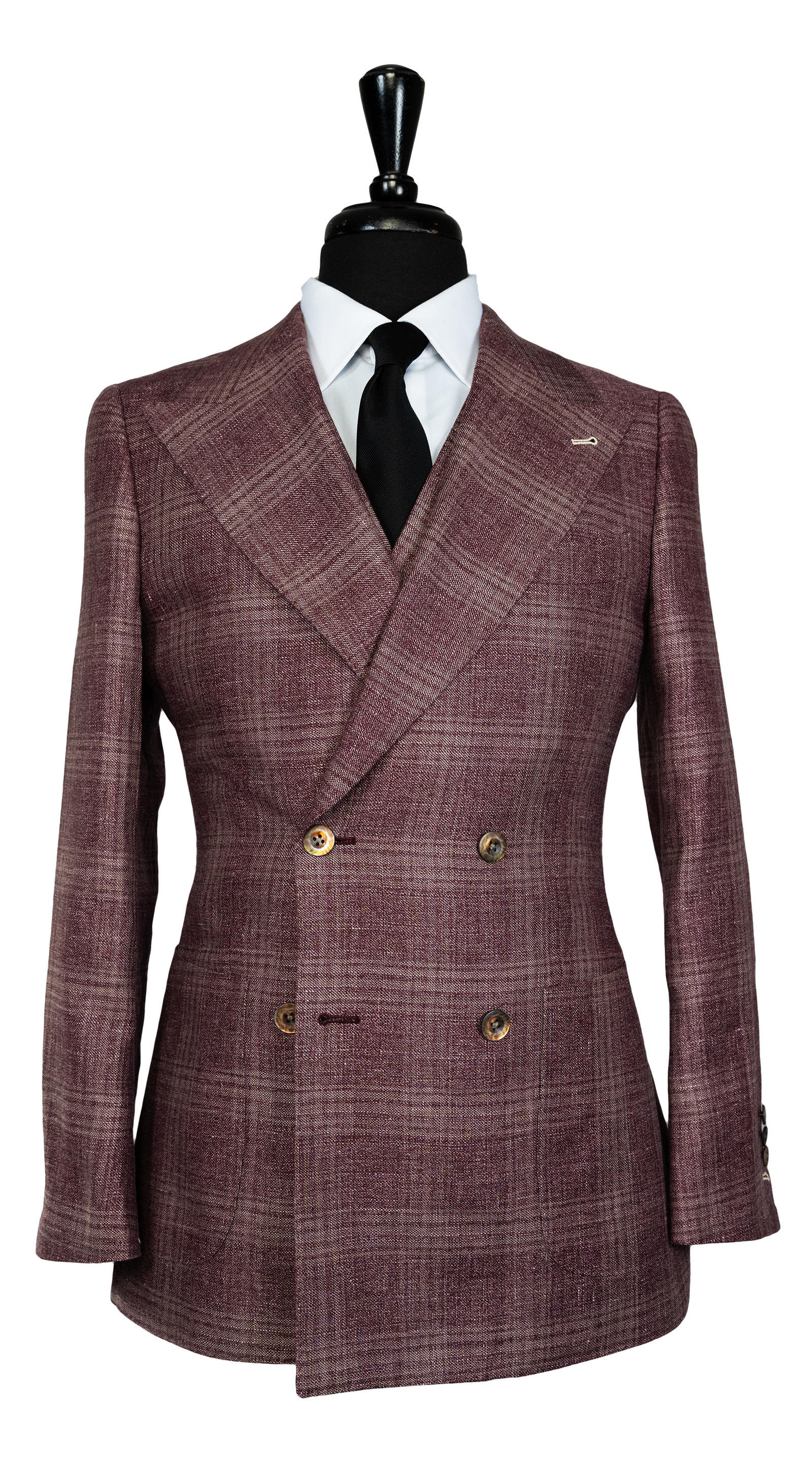 Plum Glen Check Double-Breasted Suit