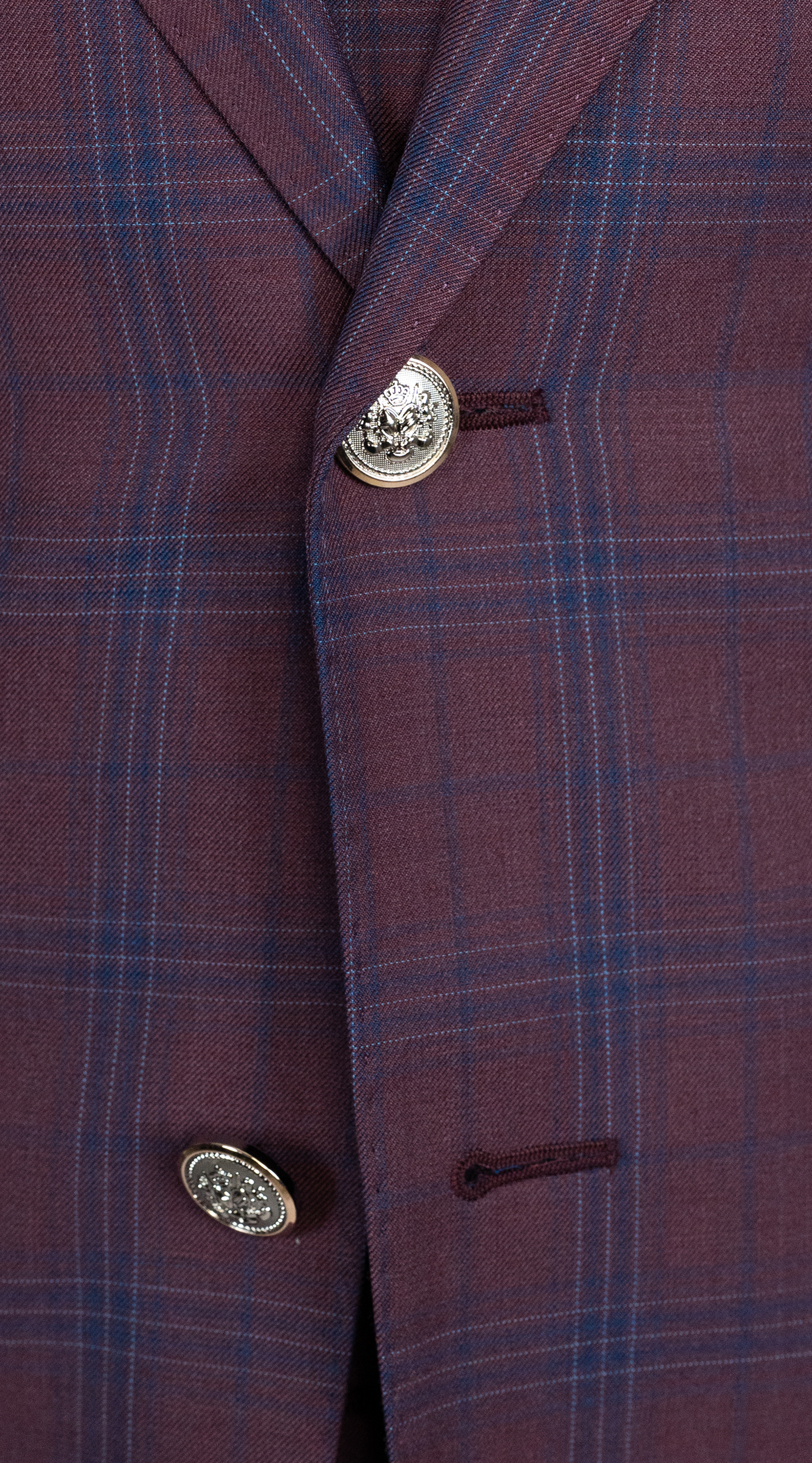 Plum Navy Plaid Three-Piece Suit