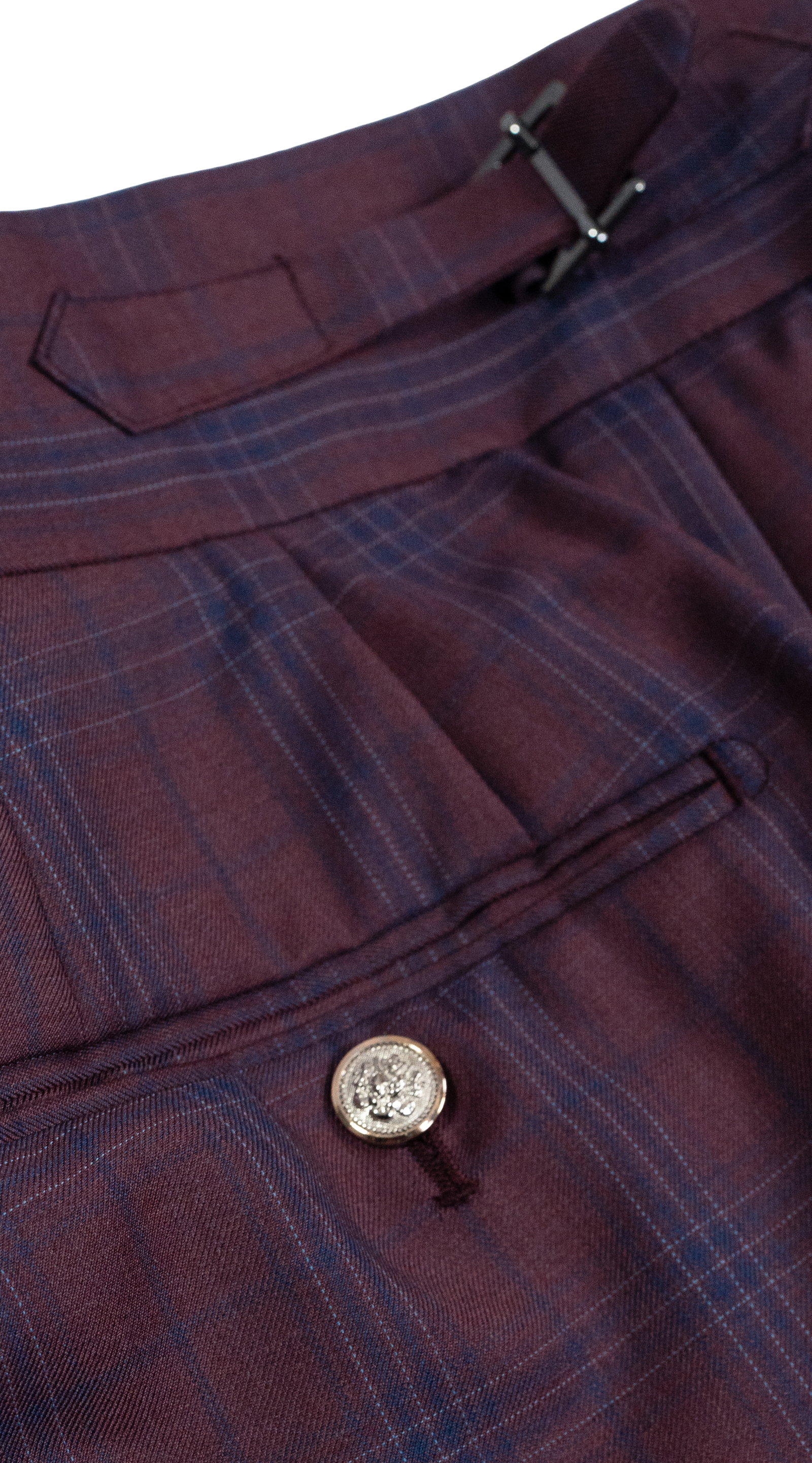 Plum Navy Plaid Three-Piece Suit