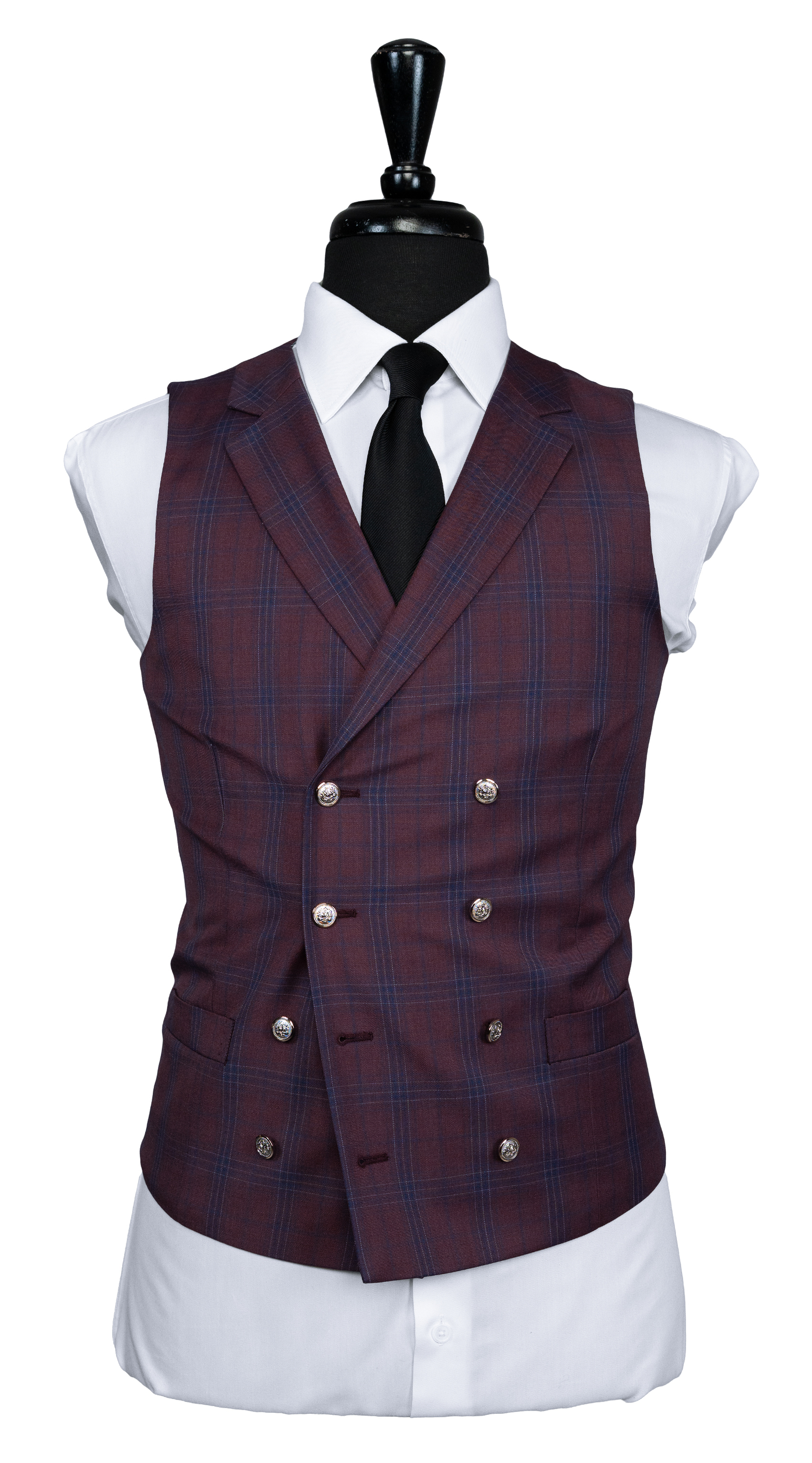Plum Navy Plaid Three-Piece Suit