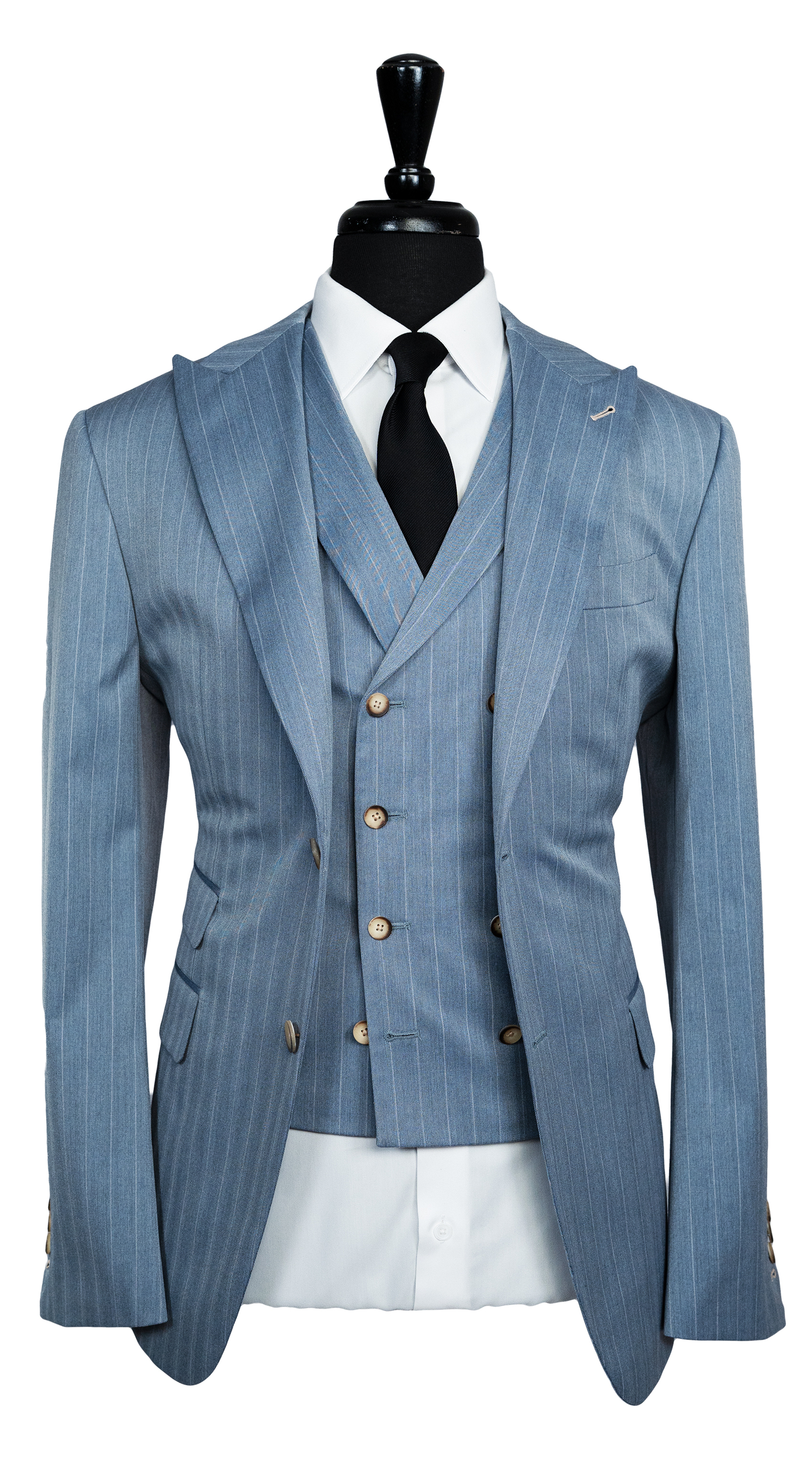 Powder Blue Pinstripe Wool Suit