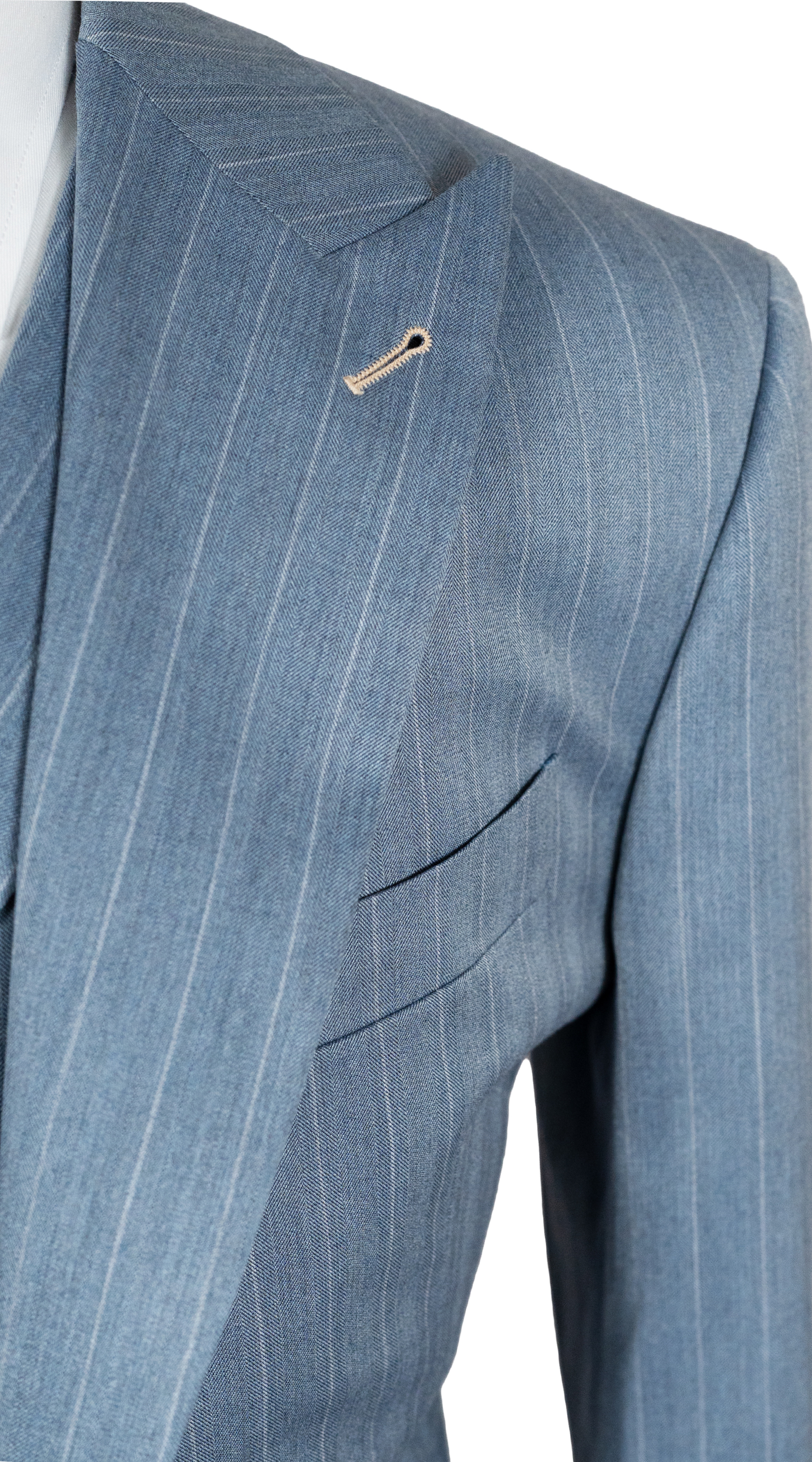 Powder Blue Pinstripe Wool Suit