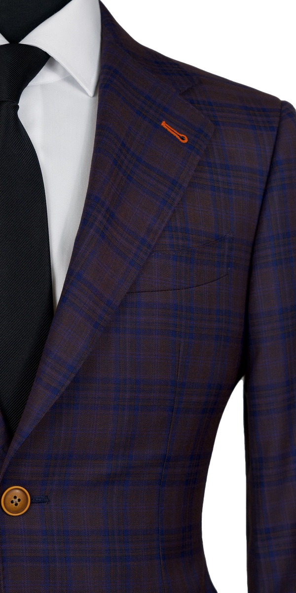 Plum Checkered Wool Suit