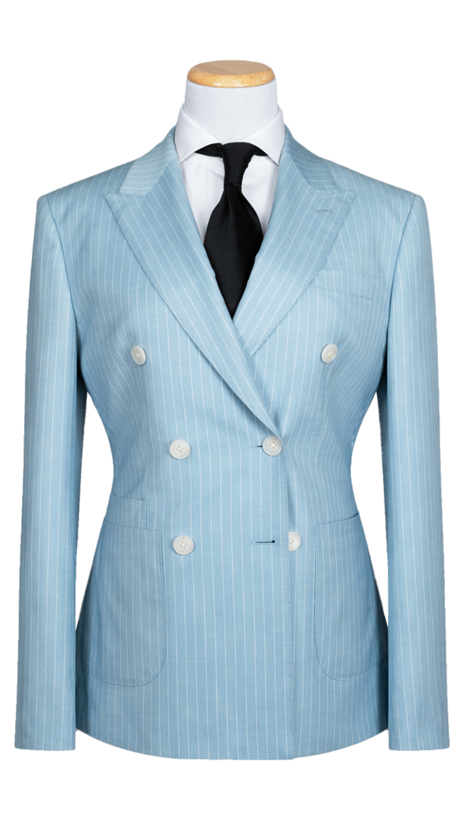 Sky Blue Pinstripe Double-Breasted Suit
