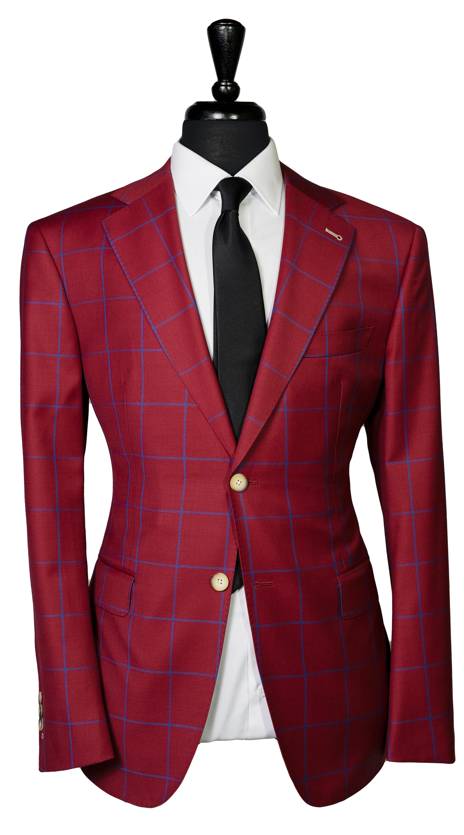 Crimson Red Windowpane Wool Suit