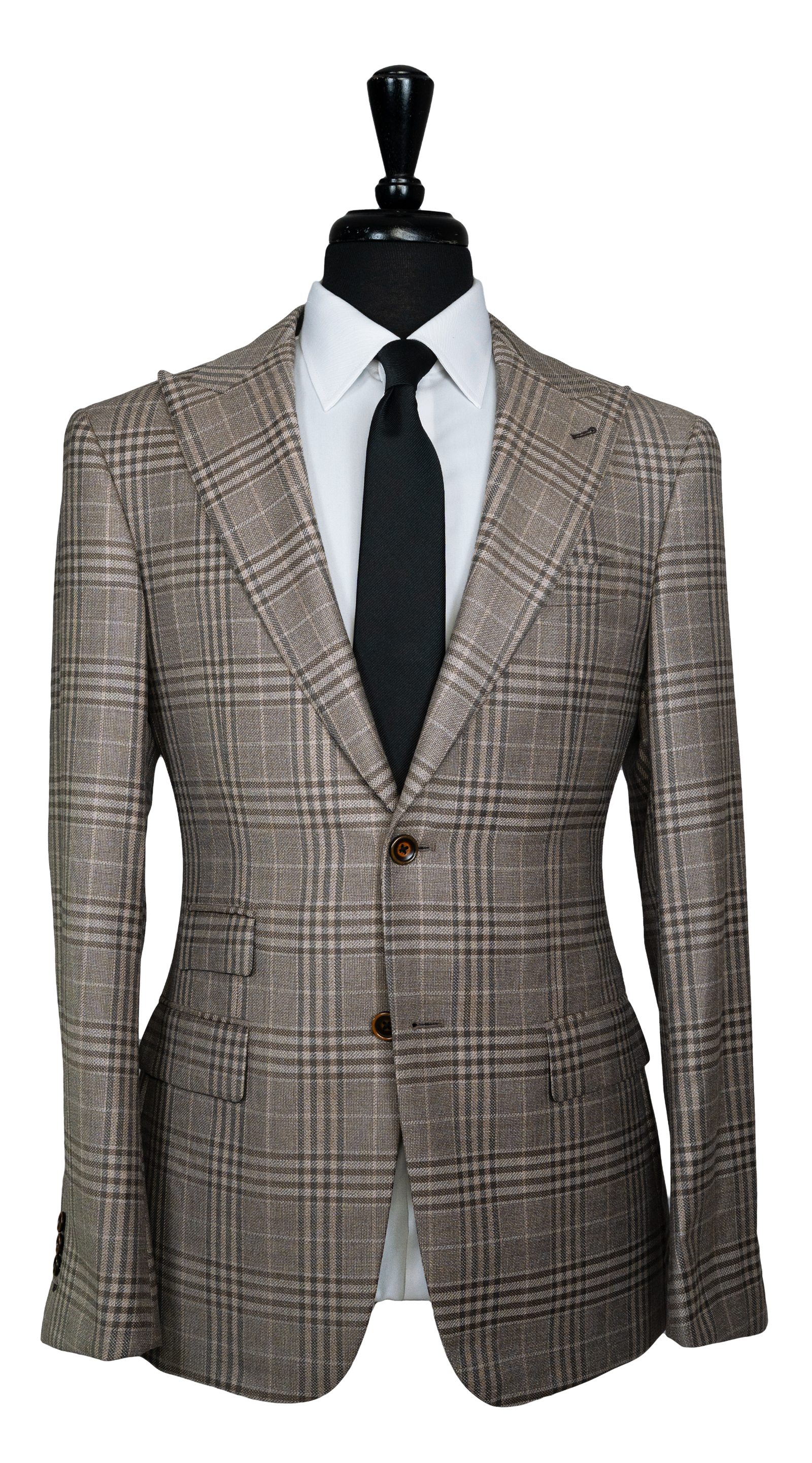 Taupe Brown Glen Plaid Wool Suit