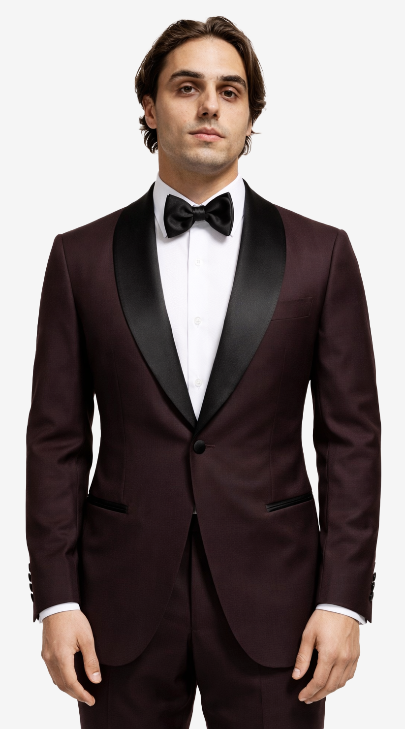 Maroon Wool Shawl Tuxedo