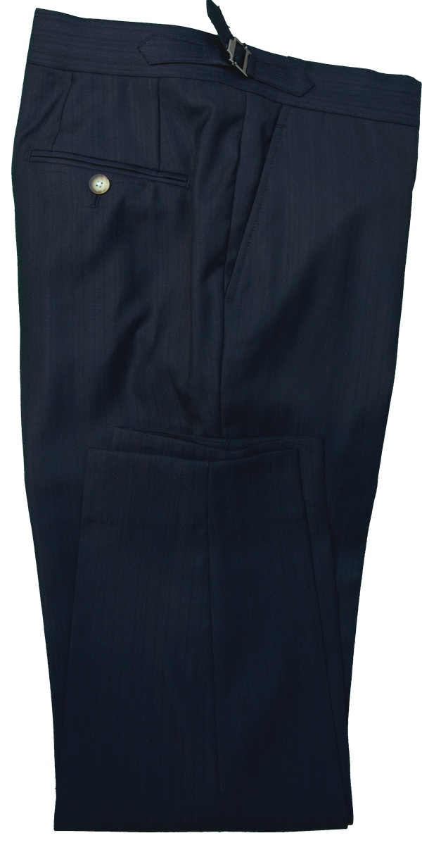 Midnight Blue Herringbone Striped Suit
