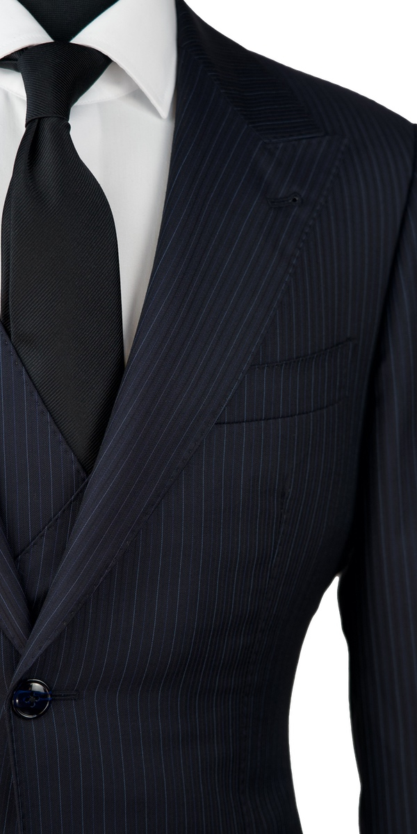 Complet Laine à Rayures Bleu Denim