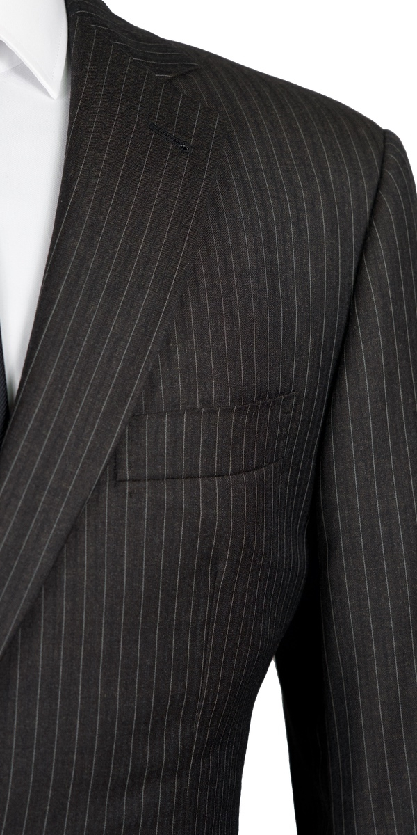 Chocolate Striped Wool Suit