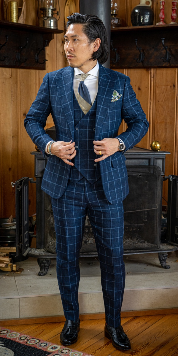 Complet bleu birdseye en laine