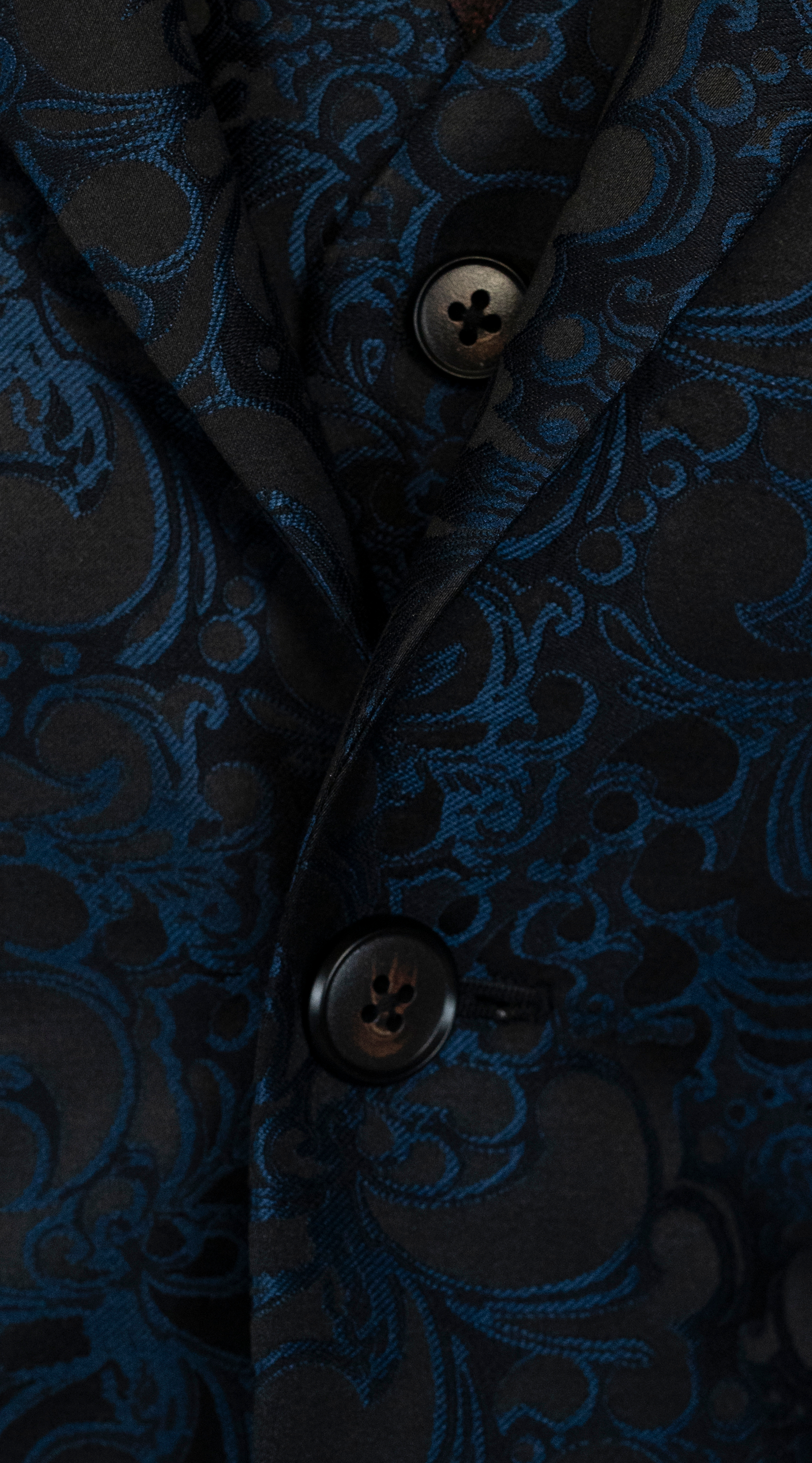 Complet Jacquard Baroque Bleu Nuit