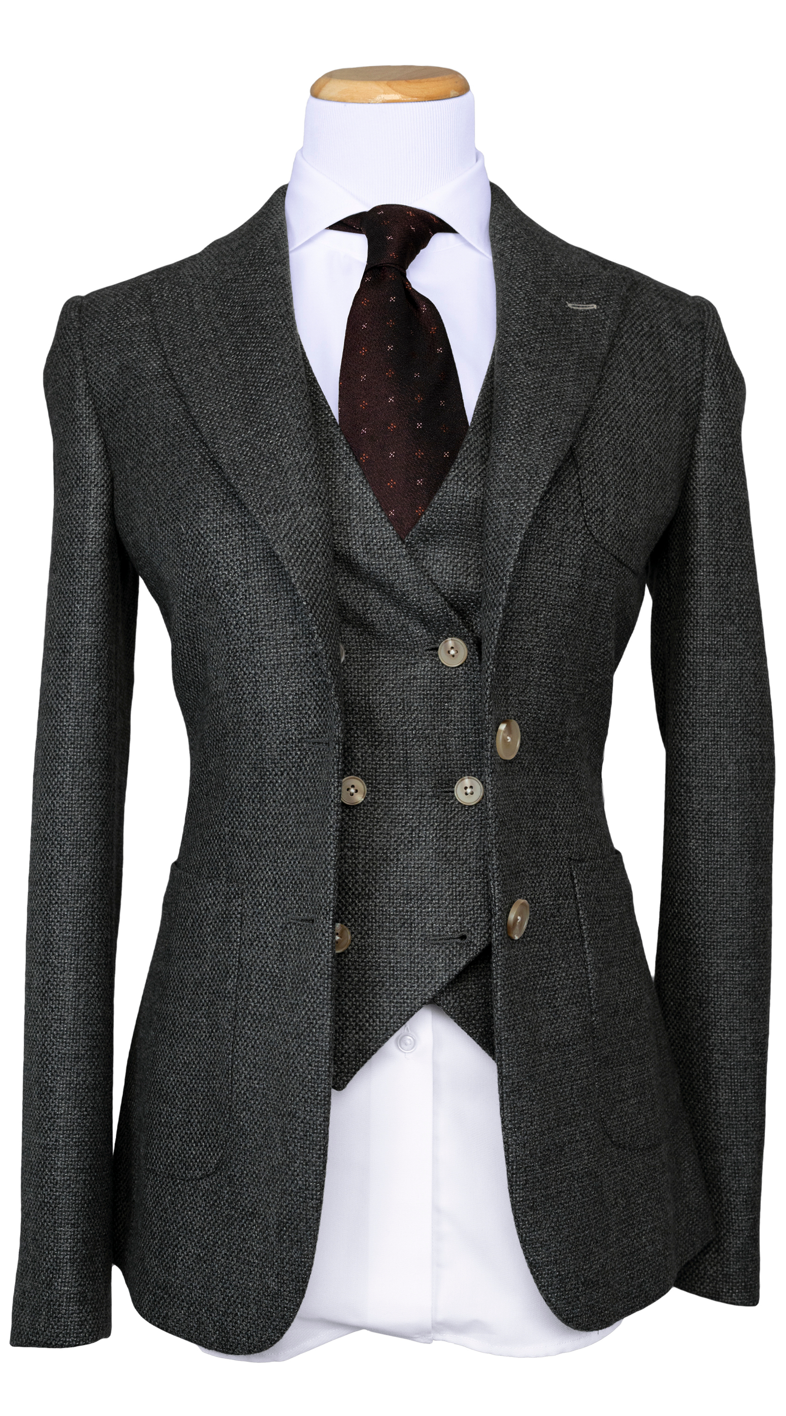 Charcoal Tweed Three‑Piece Suit