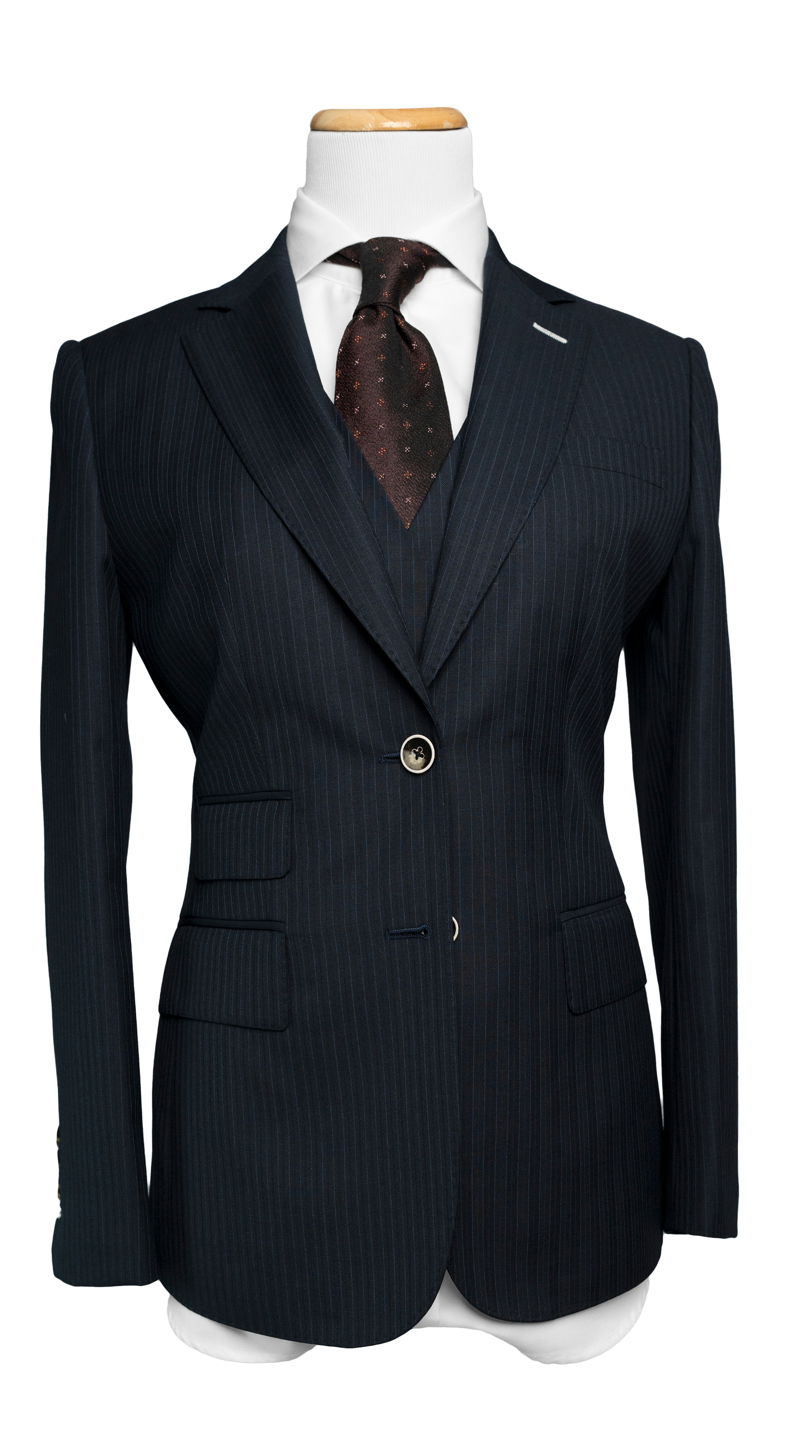 Complet Rayures Fines Bleu Foncé