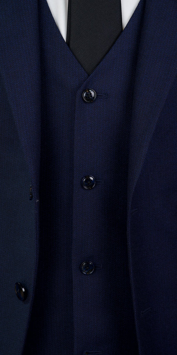 Dark Blue Chambray Wool Suit