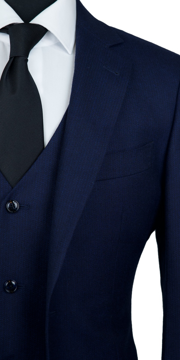 Dark Blue Chambray Wool Suit