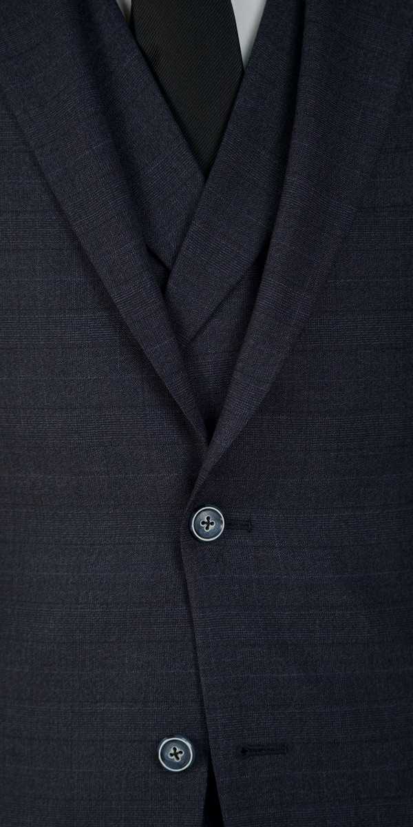 Denim Blue Prince of Wales Wool Suit