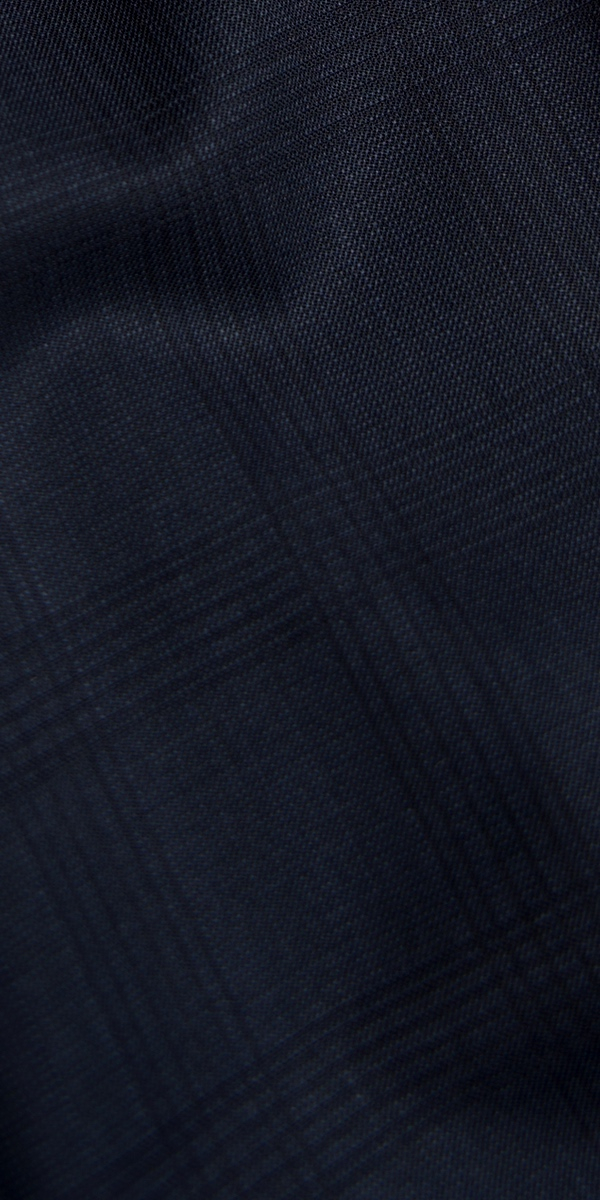 Complet Laine Bleu Foncé Carreaux Discrets