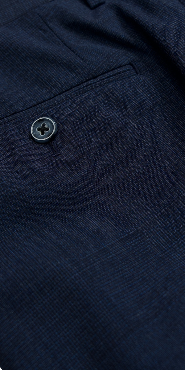 Indigo Blue Prince of Wales Wool Suit
