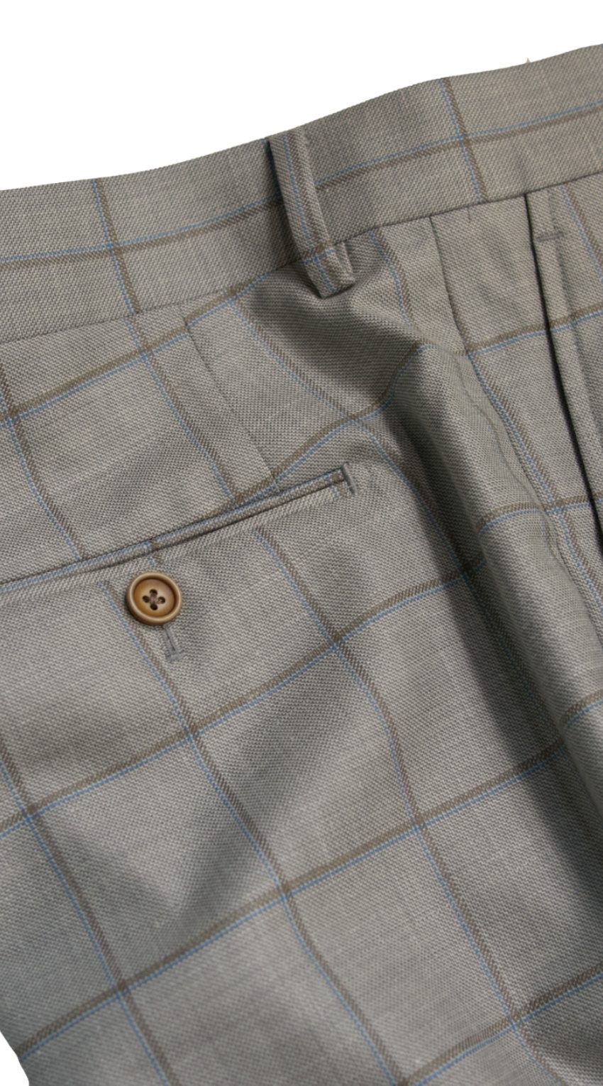 Cream Windowpane Wool Suit