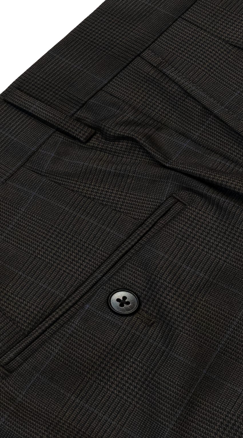 Brown Prince of Wales Wool Suit With Blue Overcheck