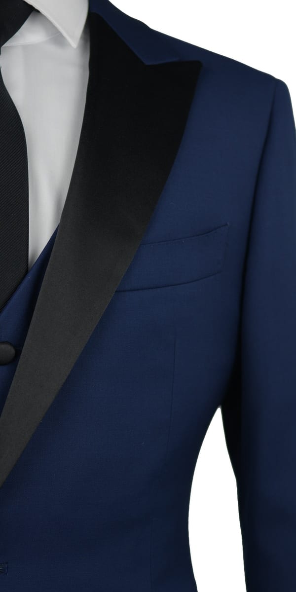 Tuxedo bleu Oxford à revers aigu