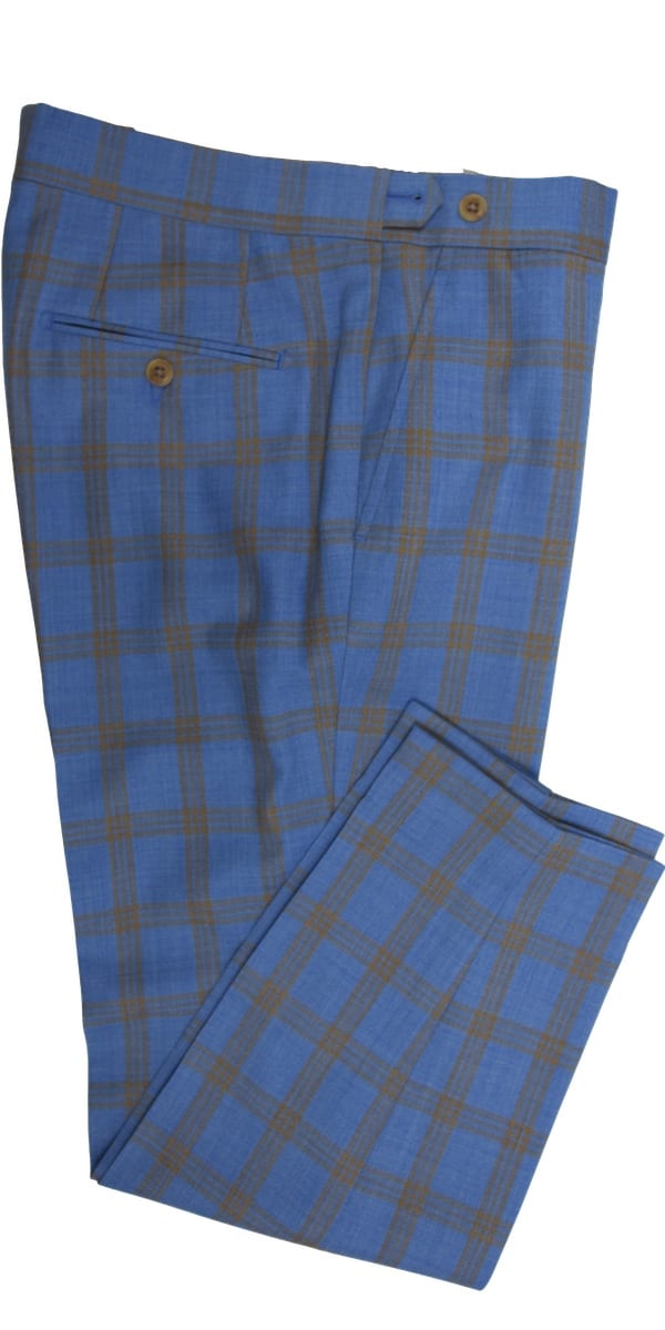 Complet Laine Carreaux Bleu Ciel Jaune