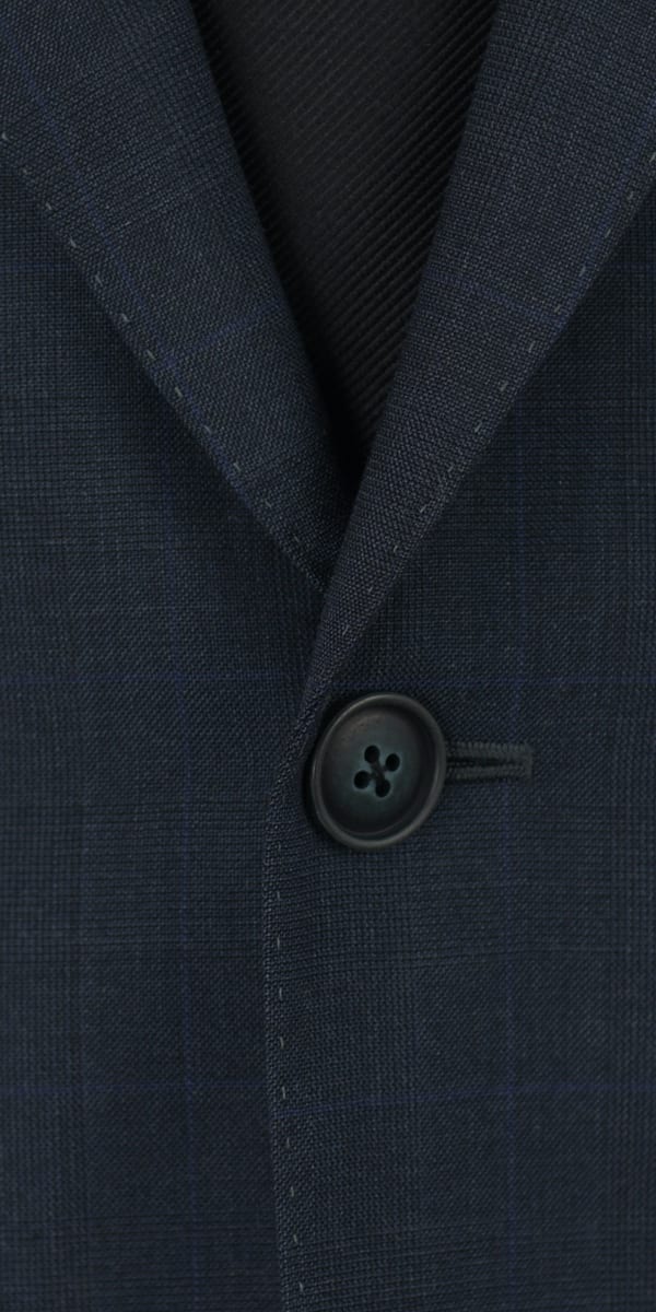 Navy Blue Prince of Wales Wool Suit