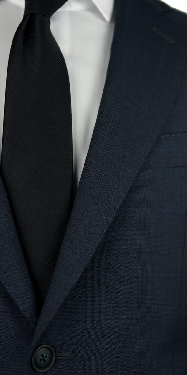 Navy Blue Prince of Wales Wool Suit