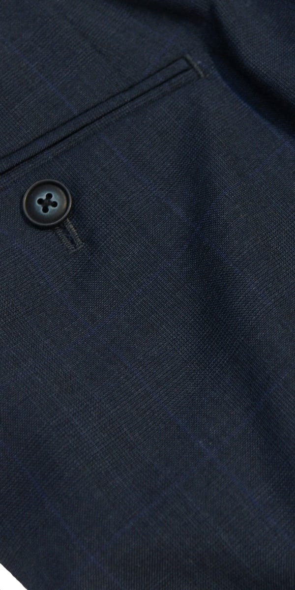 Navy Blue Prince of Wales Wool Suit