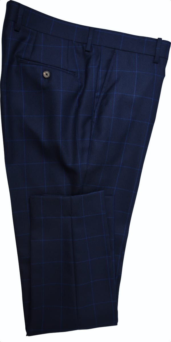 Blue Windowpane Canvas Wool Suit