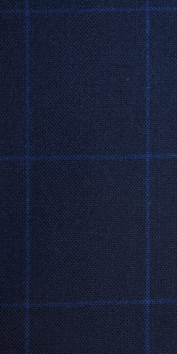 Blue Windowpane Canvas Wool Suit