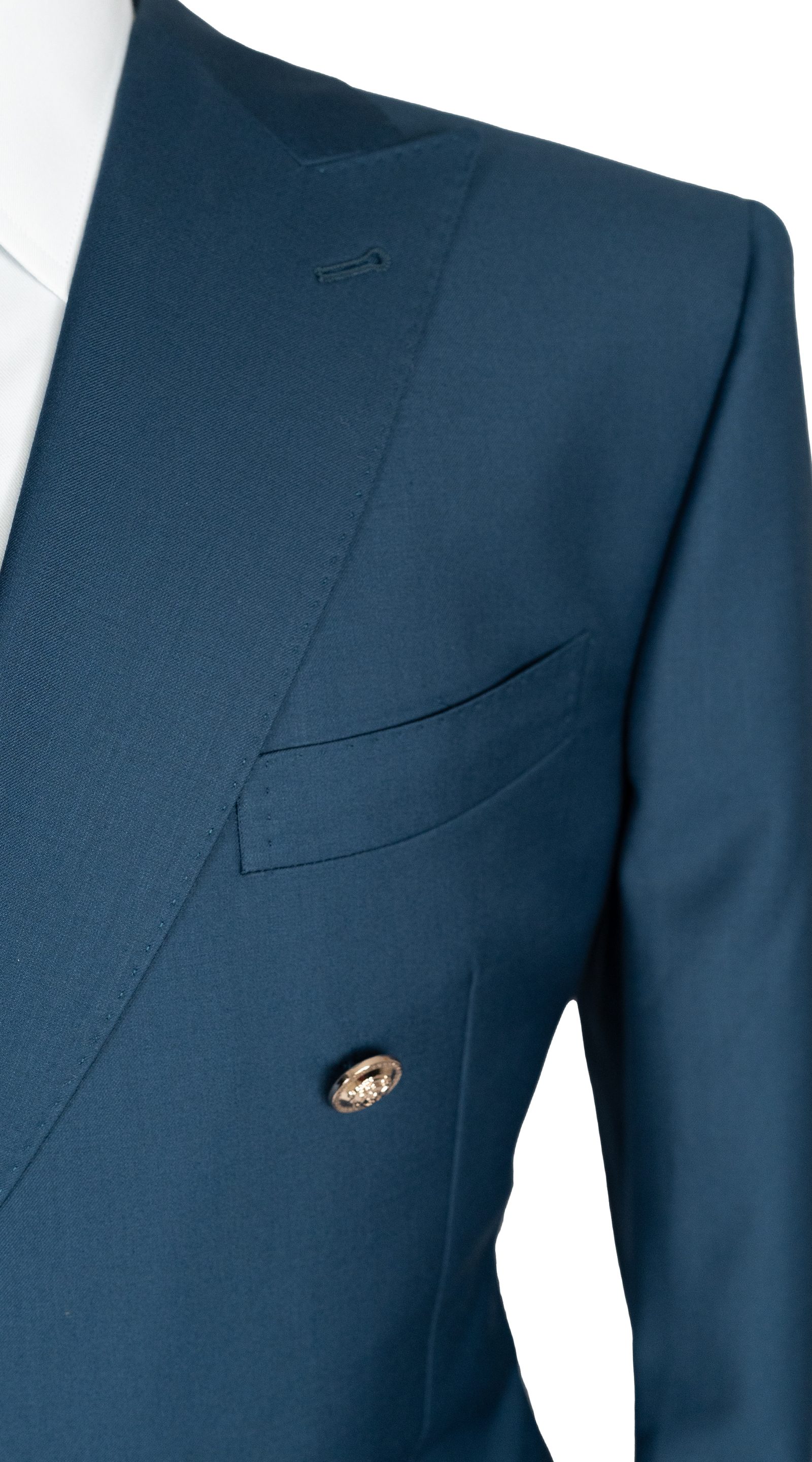 Teal Blue Double-Breasted Suit