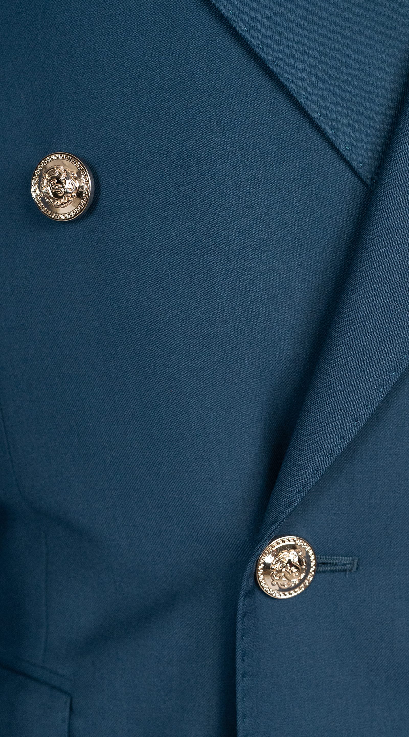 Teal Blue Double-Breasted Suit