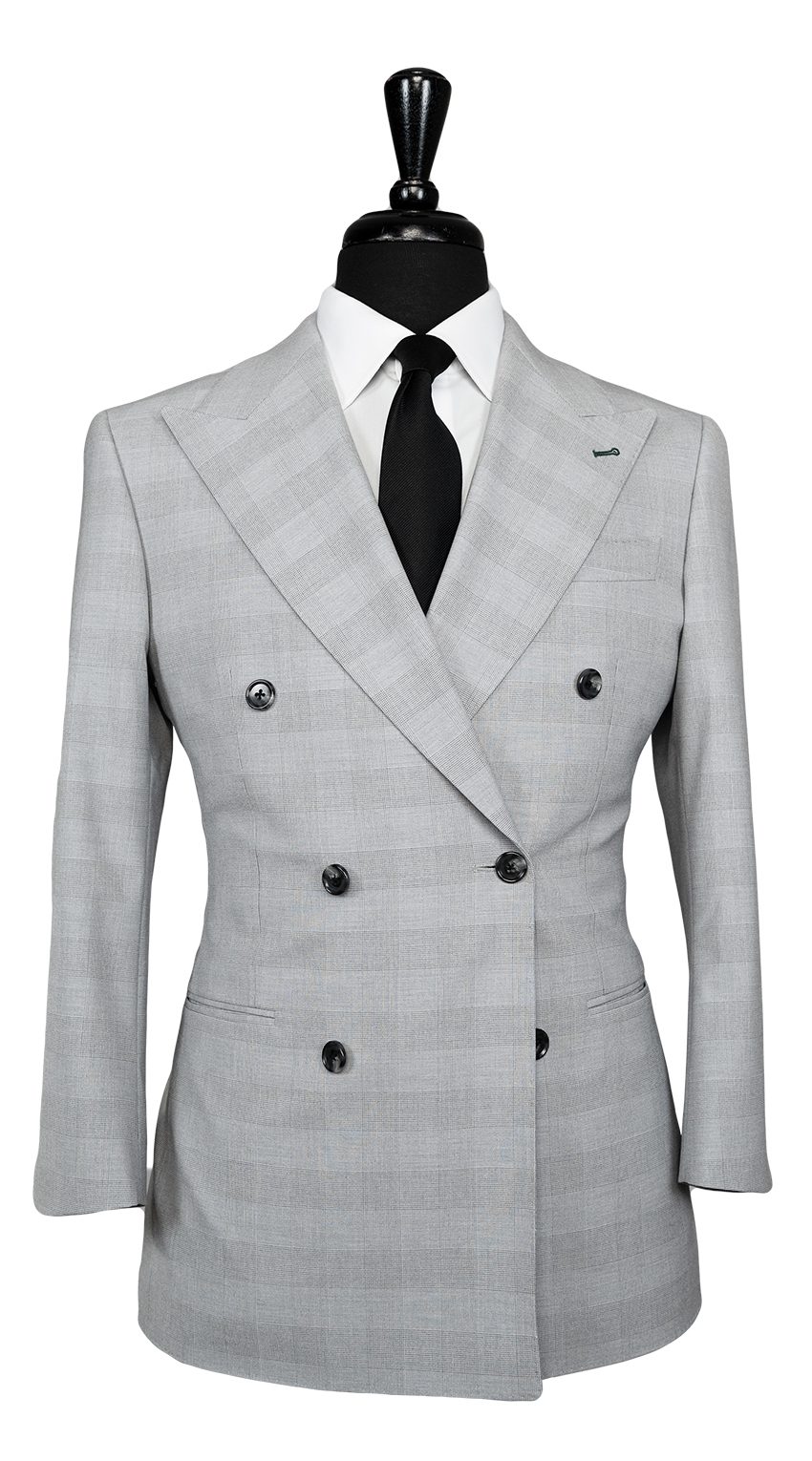 Grey Glen Plaid Double-Breasted Suit