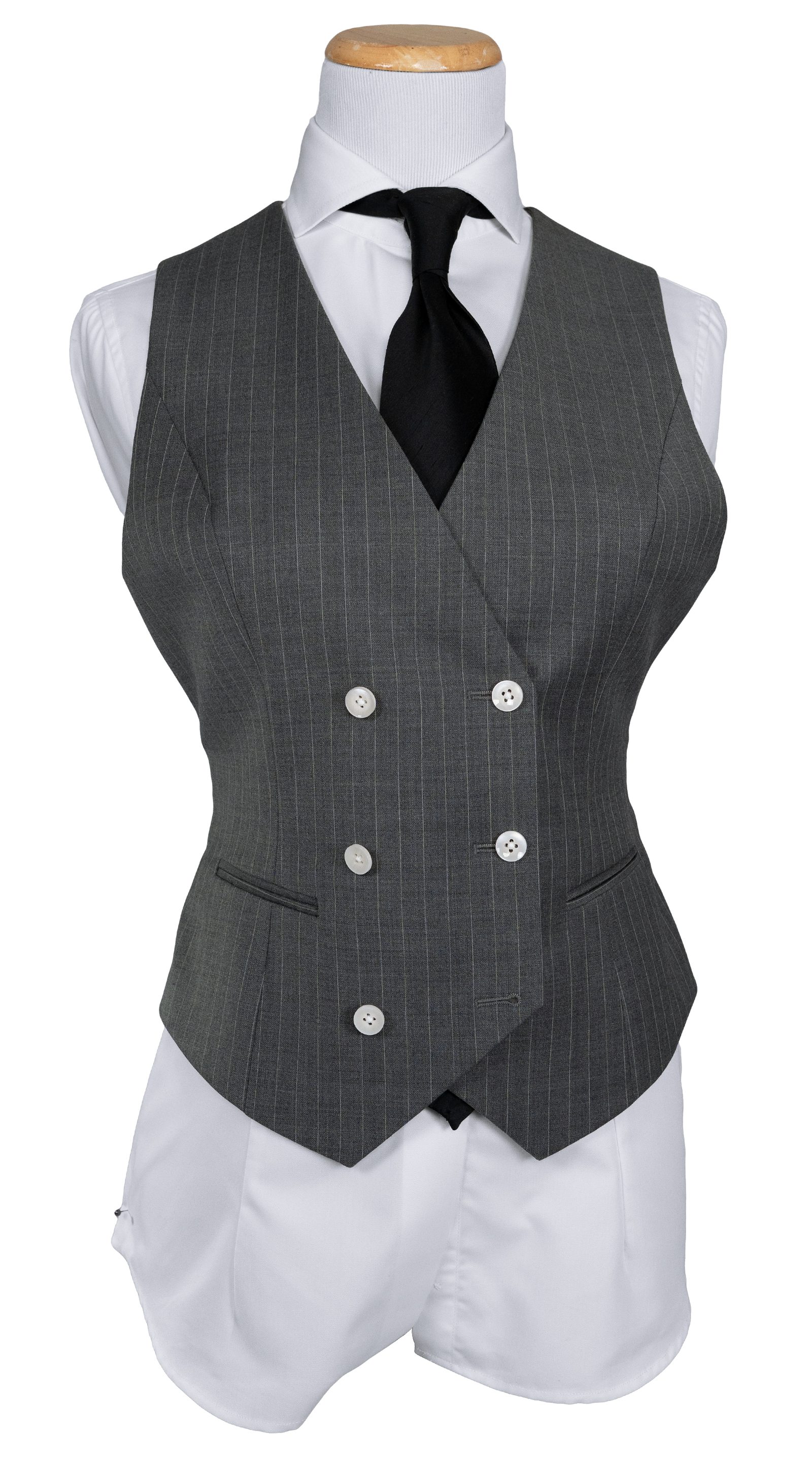 Charcoal Pinstripe Wool Three-Piece Suit