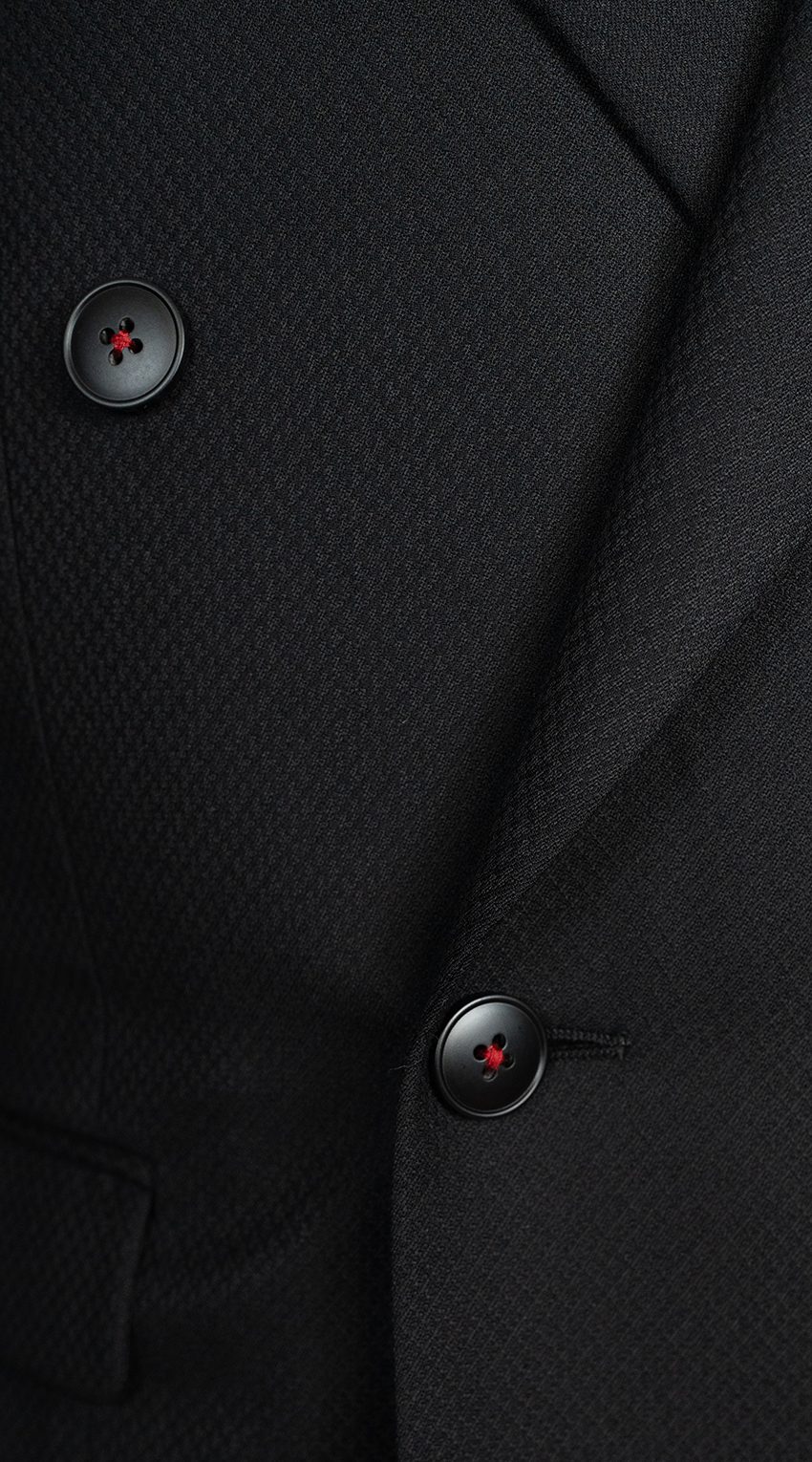 Black Double-Breasted Wool Suit
