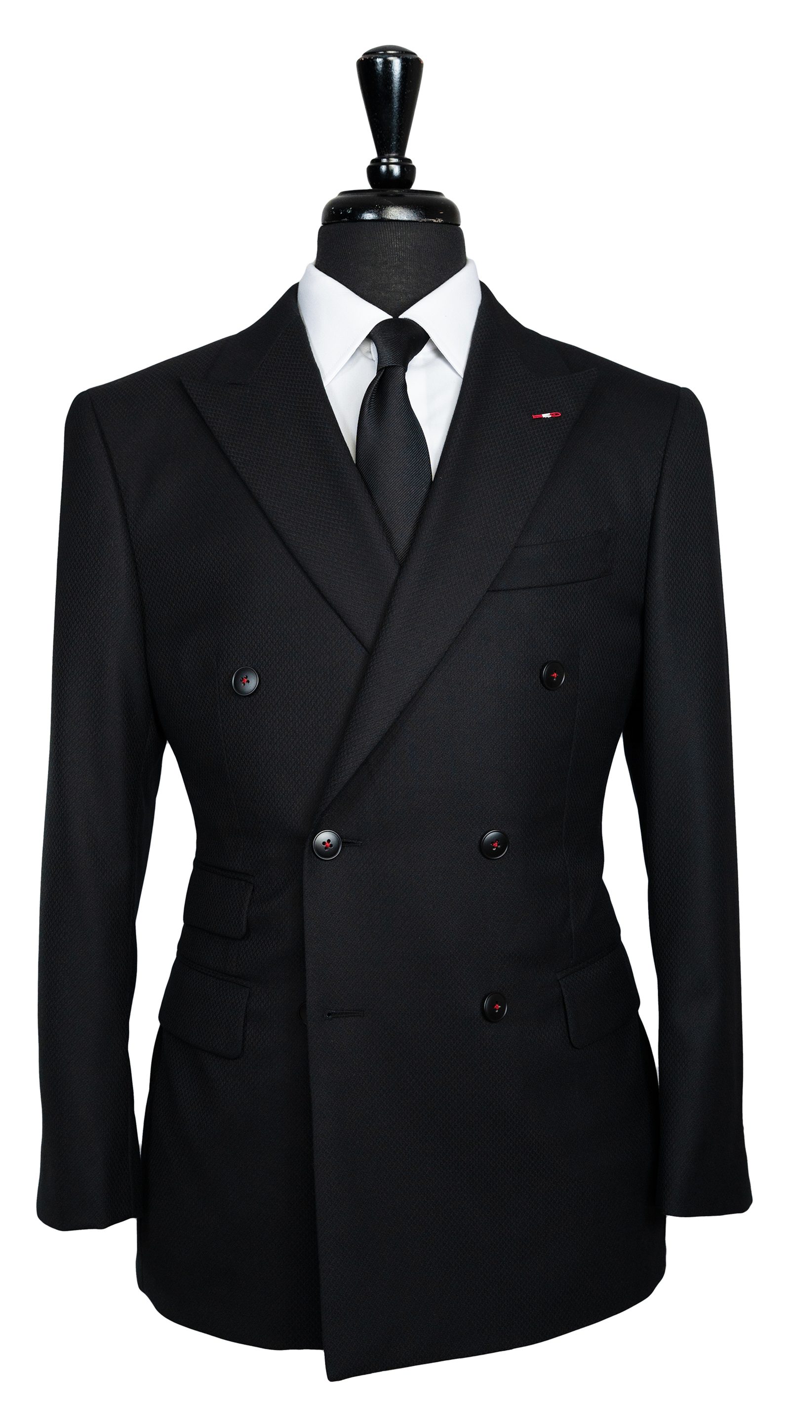 Black Double-Breasted Wool Suit